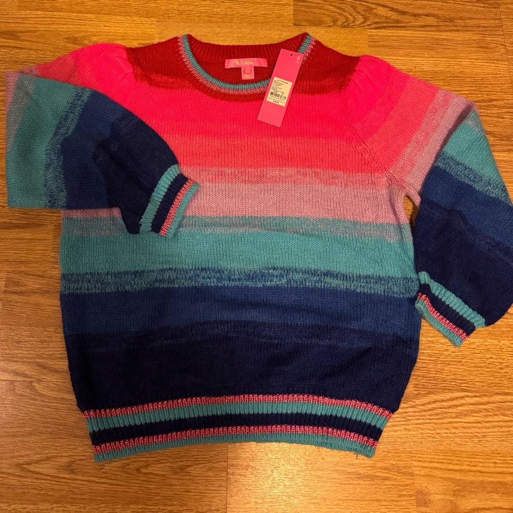 Lilly Pulitzer Hali Ombré Ruby Red Sunset StripeSweater - NWOT, size M